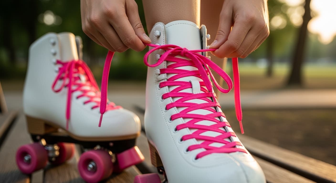 Close up of a beginner skater checking fit on a quad skate from the best roller skates for beginners size guide